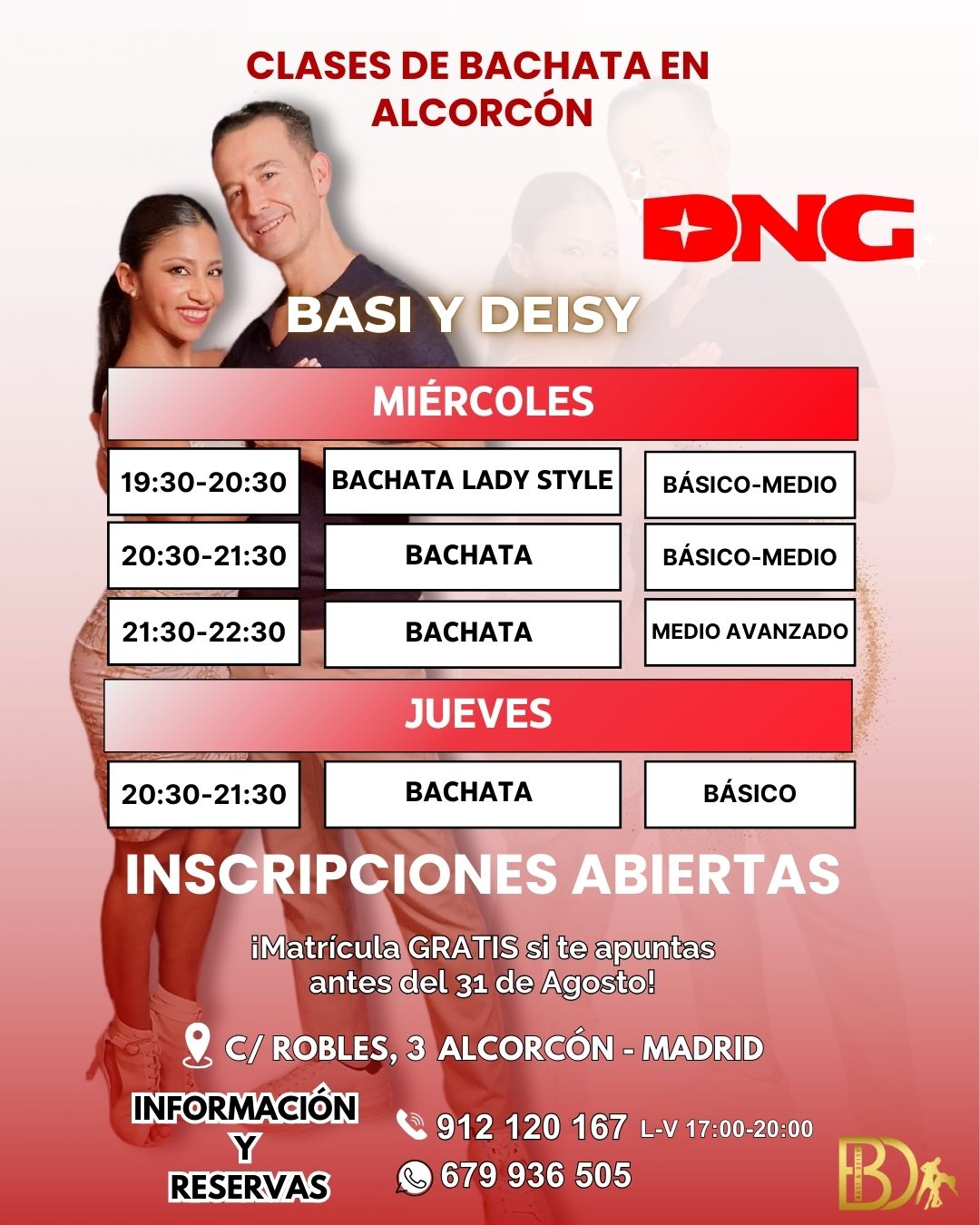 Clases de Bachata en Alcorcón con Basi y Deisy - DNG Clases de bachata en Alcorcón con Basi y Deisy - DNG Studio